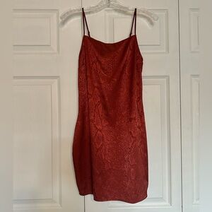GBG Los Angeles Rust Colored Mini Dress with Snakeskin Print - Size XS